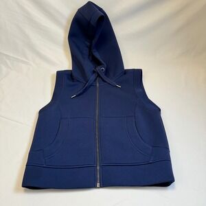 Athleta Navy Blue Fuse Hooded Vest Sleeveless Pockets Womens Comfortable